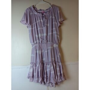 Buddy Love Dress Womens Medium Purple Tie Dye Ruffle Chiffon Sundress Lined